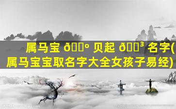 属马宝 🌺 贝起 🌳 名字(属马宝宝取名字大全女孩子易经)